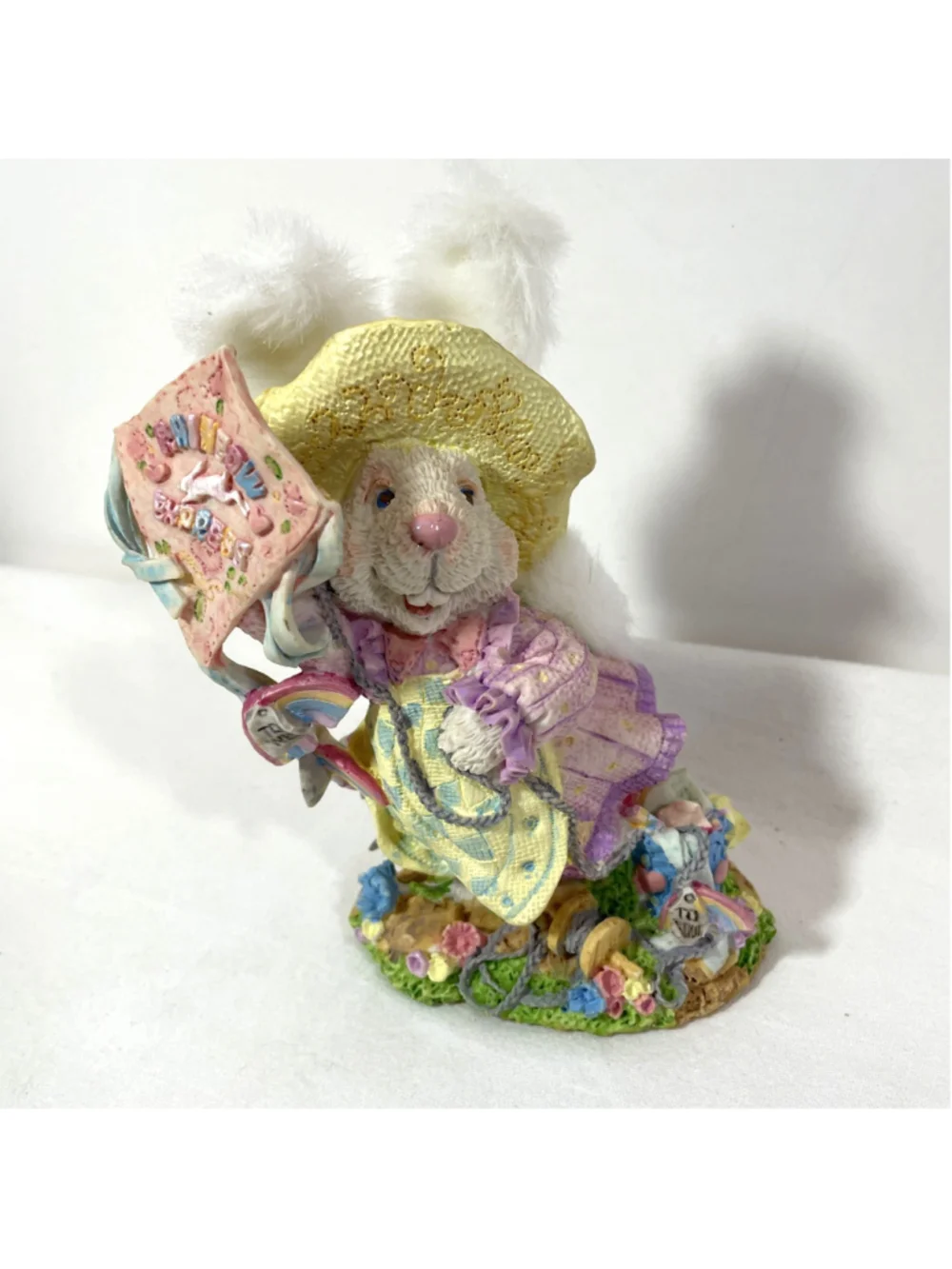 1994 Enesco Rainbow Makers Rainbow Express Vendor Figurine Easter Bunny Rabbit